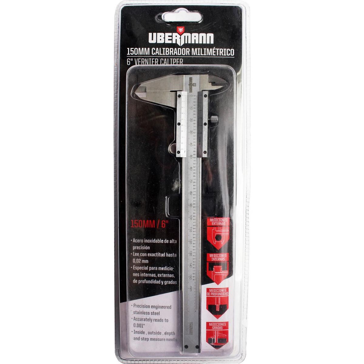 Paquímetro 6 Bt Mec, 150mm, marca Ubermann - Foto Principal