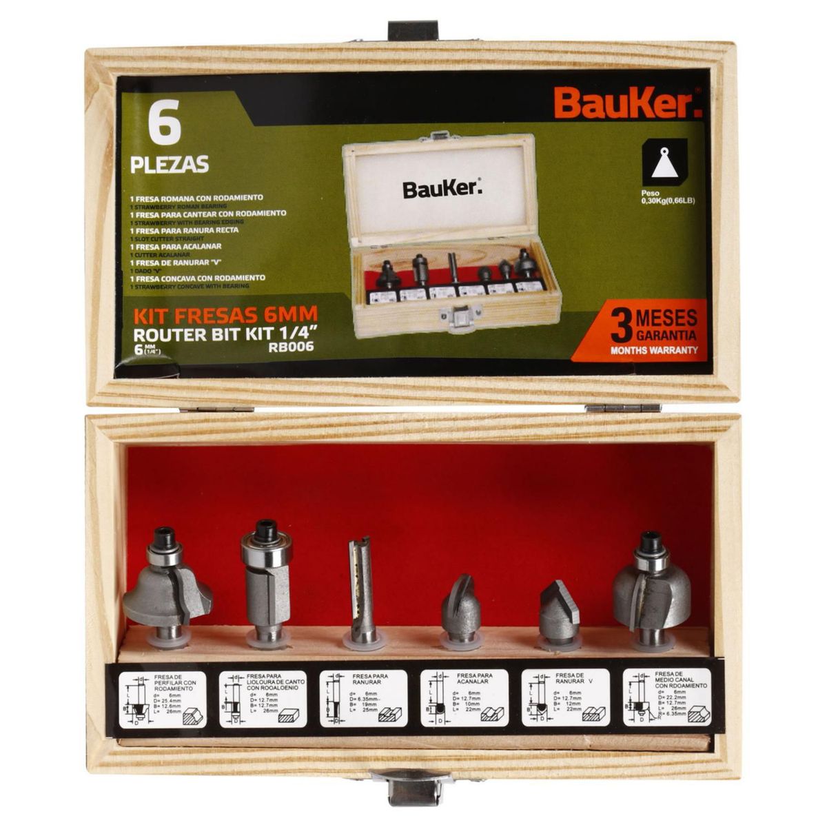 Set Fresas 6 Unidades, marca Bauker - Foto Principal
