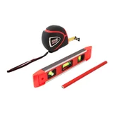 Kit de Ferramentas Manuais de 3 Peças com Trena 800cm Nivelador e Lápis de Carpintaria Redline