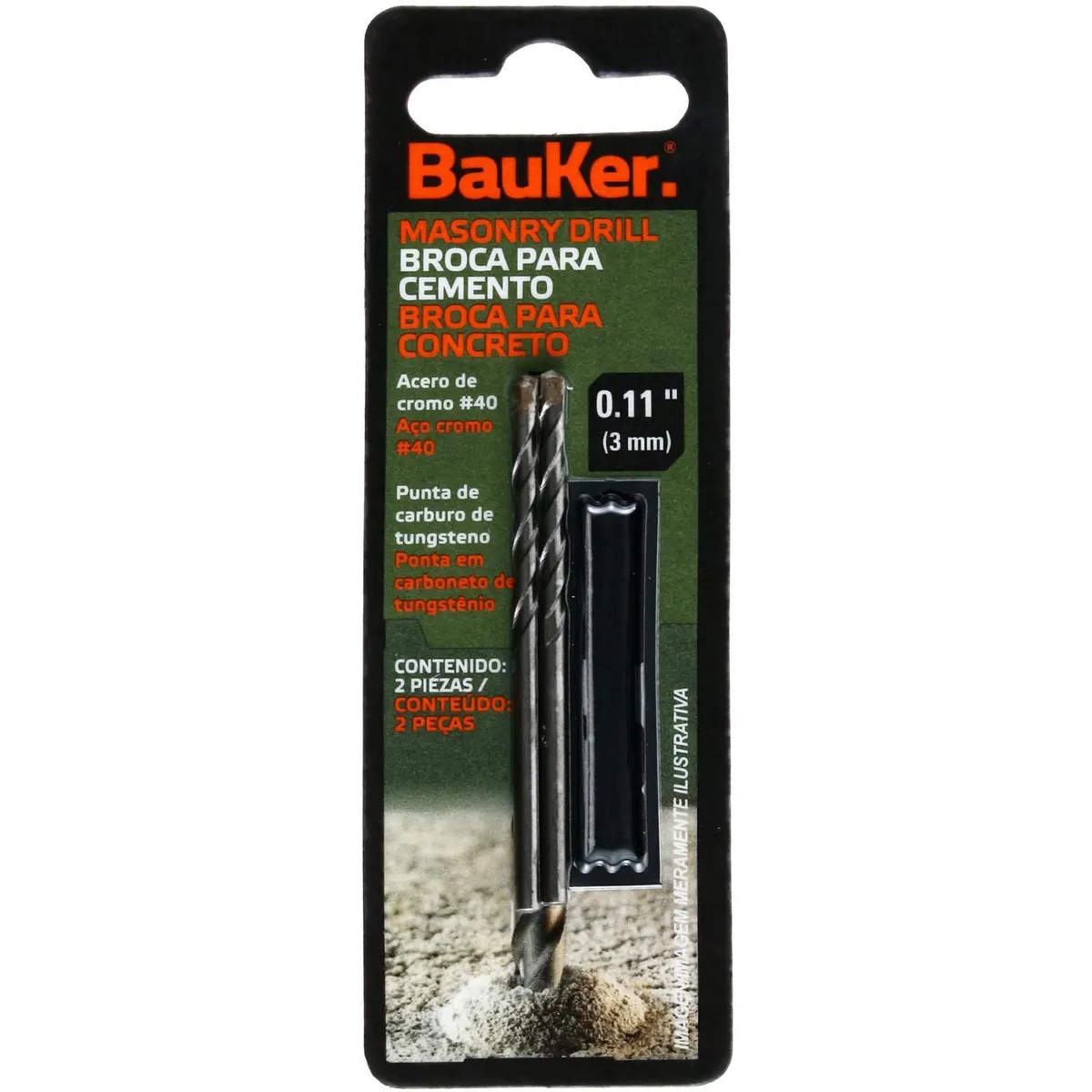 Broca para Concreto 2U, 3,0mm DM0312C Bauker, marca Bauker - Foto 2