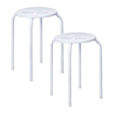 Kit com 2 Bancos Metlicos Br Branco, Redline - Homy Casa Just Home Collection