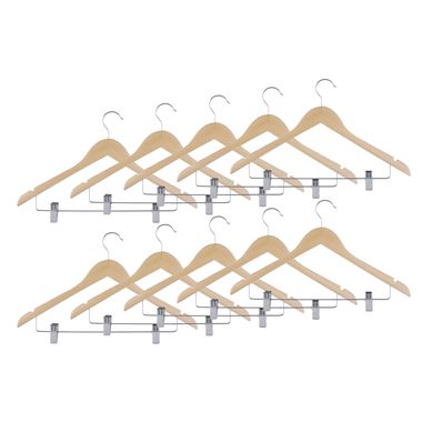 Kit com 10 Cabides com Clips Madeira Ordenna Just Home Collection