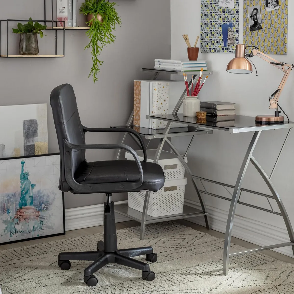 Cadeira De Escritorio Executiva Encosto Baixo Preta Just Home Collection, marca Just Home Collection - Foto 2