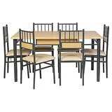 Conjunto de Jantar 7 Peças 77x90x150cm Bege