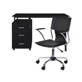 Combo Mesa Escritório Tripoli Tampo de Vidro e 3 Gavetas Embutida 76x60x120cm + Cadeira Giratória