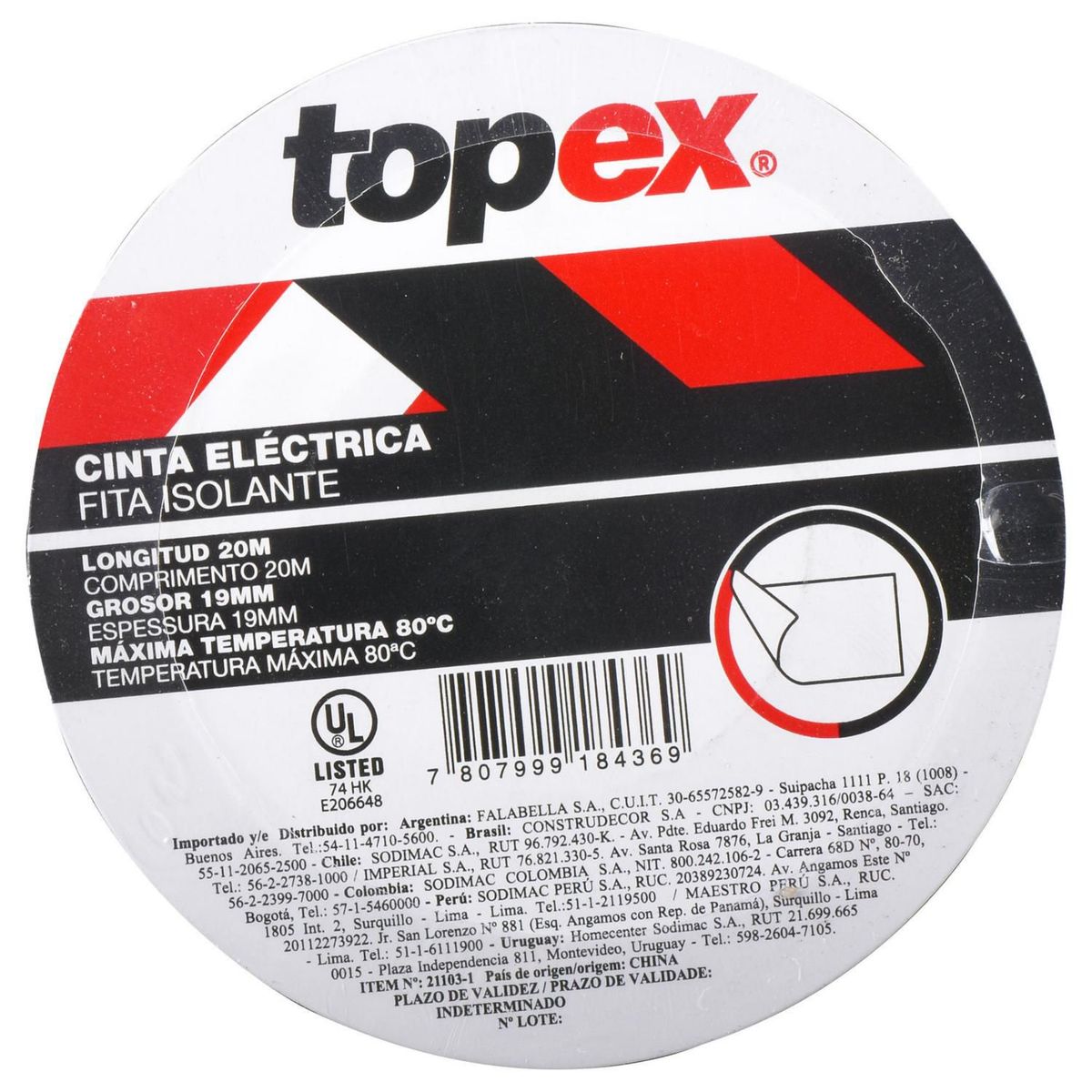 Fita Isolante Preta 19mmx20m, marca Topex - Foto 2