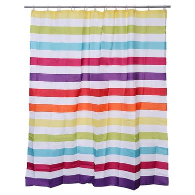 Cortina Banho Listras Horizontais Branco 178x180cm - Just Home Collection