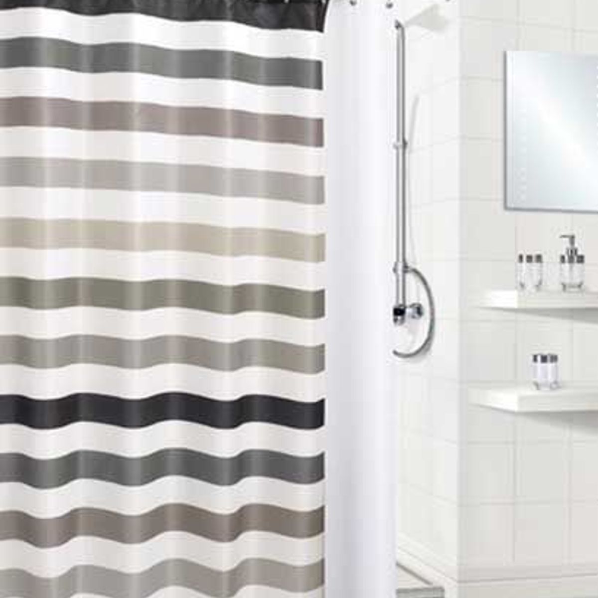 Cortina de Banho Linhas Grafite 178X180cm, marca Just Home Collection - Foto Principal