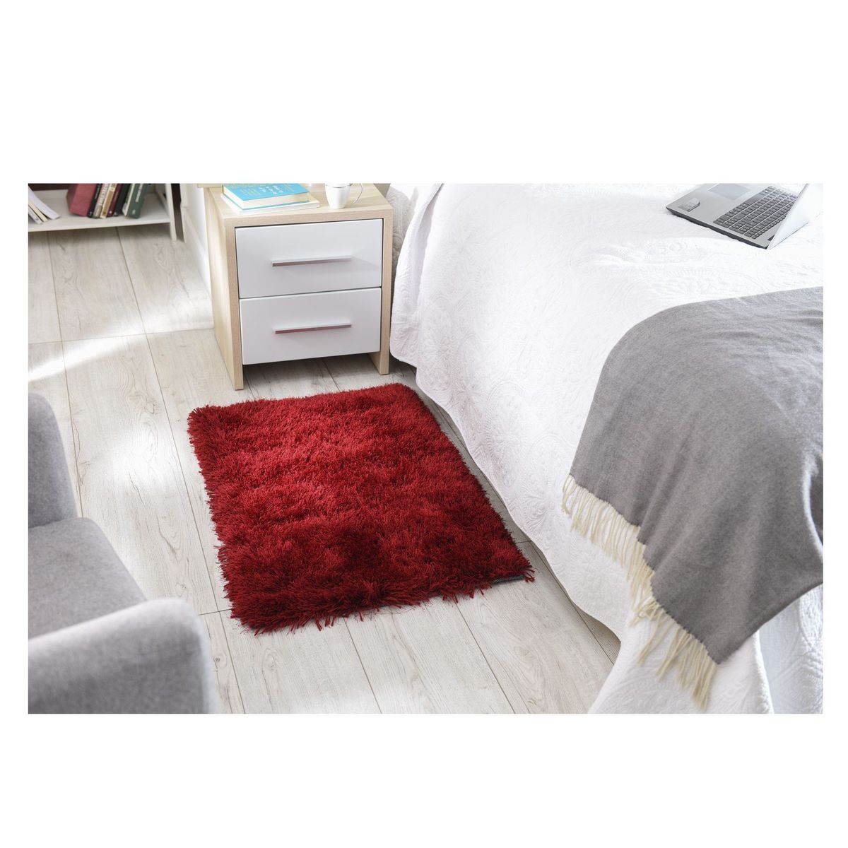 Tapete Elegance Shaggy 60x90cm Vermelho, marca Just Home Collection - Foto 2