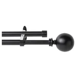 Kit Varão de Cortina Bola Preto 19/16mm