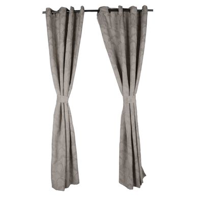 Cortina Flores 2 Folhas Chocolate Cinza135X250cm