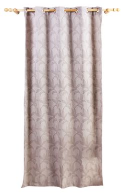 Cortina Flores 2 Folhas Natural Cinza135X230cm