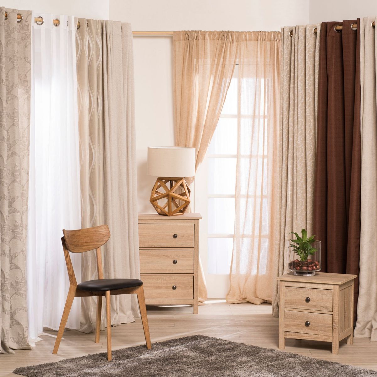 Cortina Flores 2 Folhas Natural Cinza135X230cm, marca Just Home Collection - Foto 2