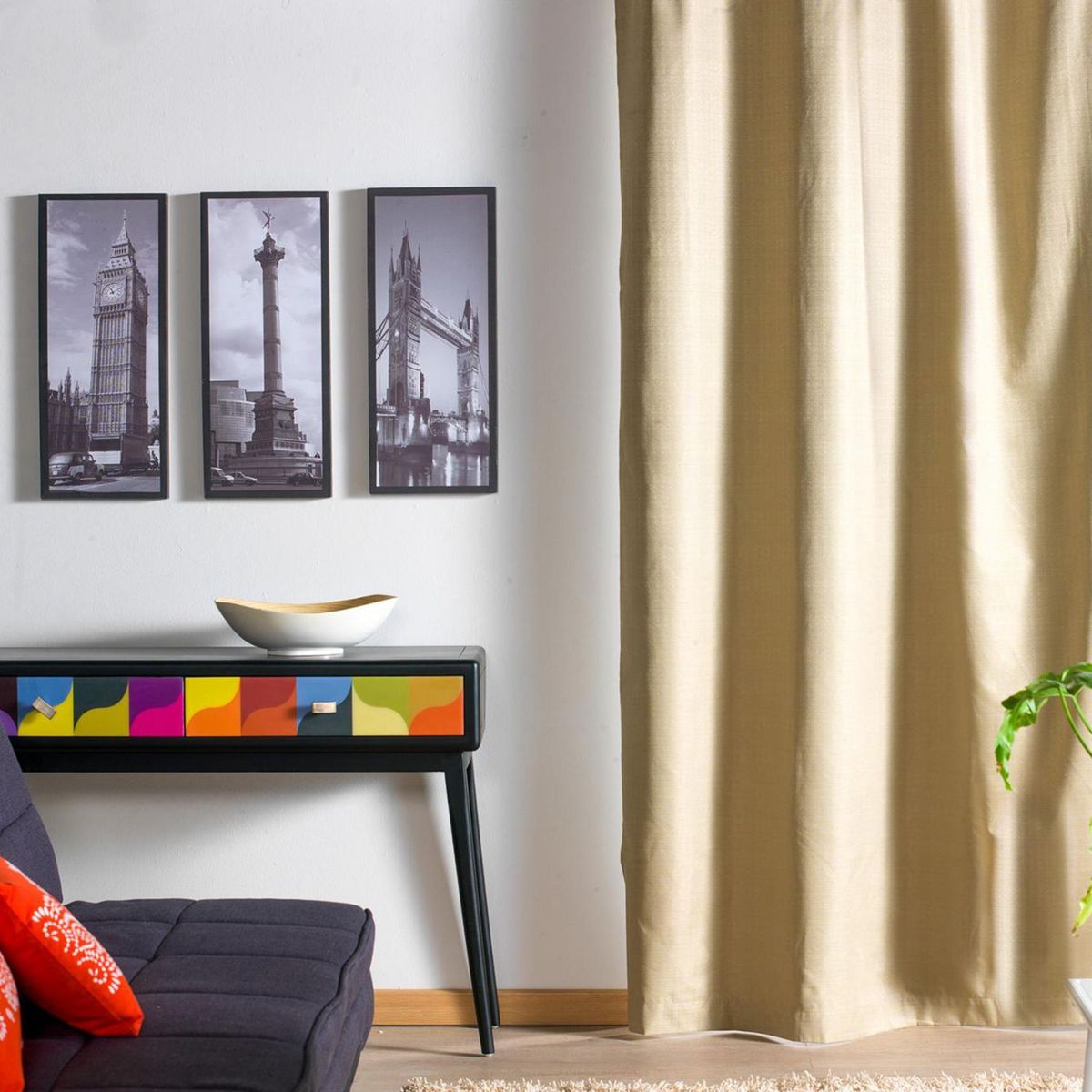 Cortina 1 Folha 220x140cm Blackout Texturada Areia Just Home Collection, marca Just Home Collection - Foto Principal