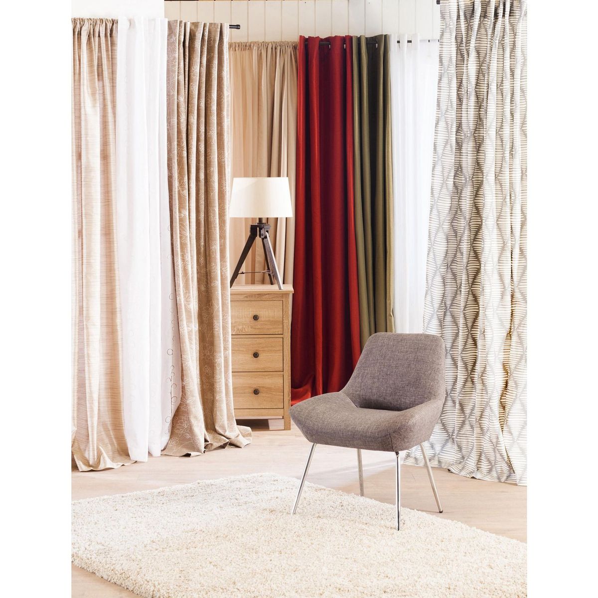 Cortina 1 Folha 220x145cm Rustica Forro Lisa Bege Casa Bonita, marca Casa Bonita - Foto 2