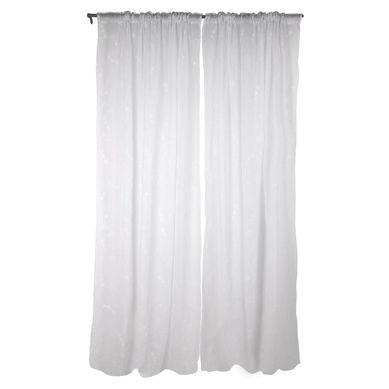 Cortina Voil Bordado Folhas 2 Favo Branca 140X230cm