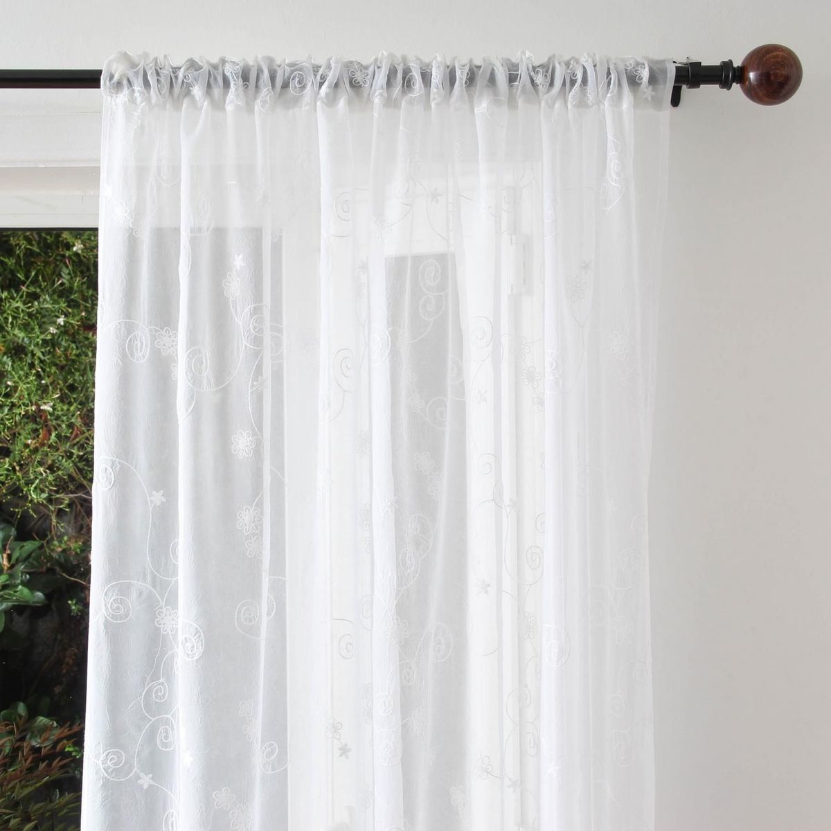 Cortina 230x280cm Voil Bordada Flor Branco Just Home Collection, marca Just Home Collection - Foto 2