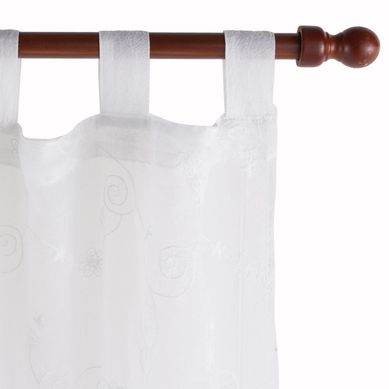 Cortina Voil Bordado Folhas 2 Presilha Branca 140x230cm
