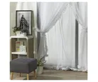 Cortina Voil Bordado Folhas 2 Presilha Branca 140x230cm