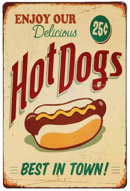 Quadro Met Hot Dog Verde 20x30cm