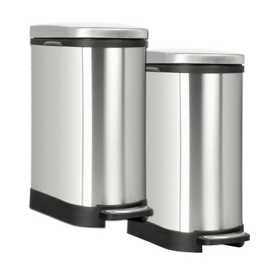 Combo com 2 Lixeiras Pedal Estreita Cromado 10 Litros - Just Home Collection