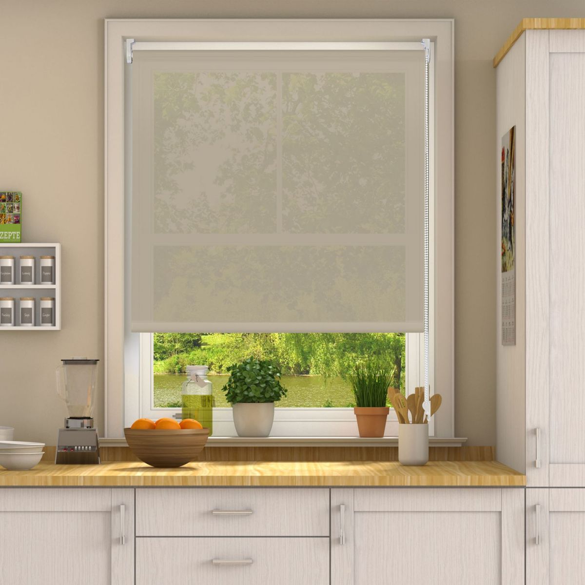 Cortina Rolo Duplo Branco/Linho, Crudo, 120X250cm, marca Just Home Collection - Foto 2