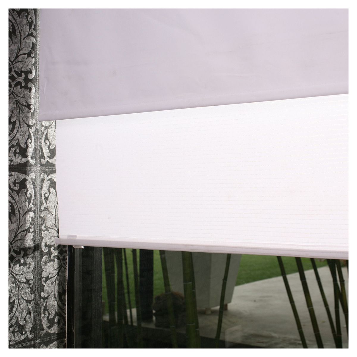 Cortina Rolo Duplo, Branco Listra, 80X165cm, marca Just Home Collection - Foto 2