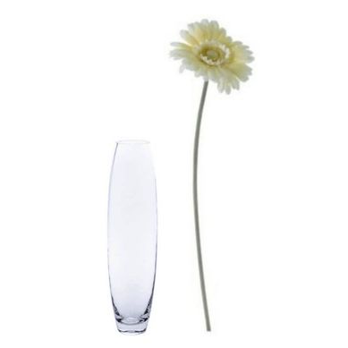 Combo com Vaso Ovalado Transparente + Flor Artificial Margarida 55cm Amarelo
