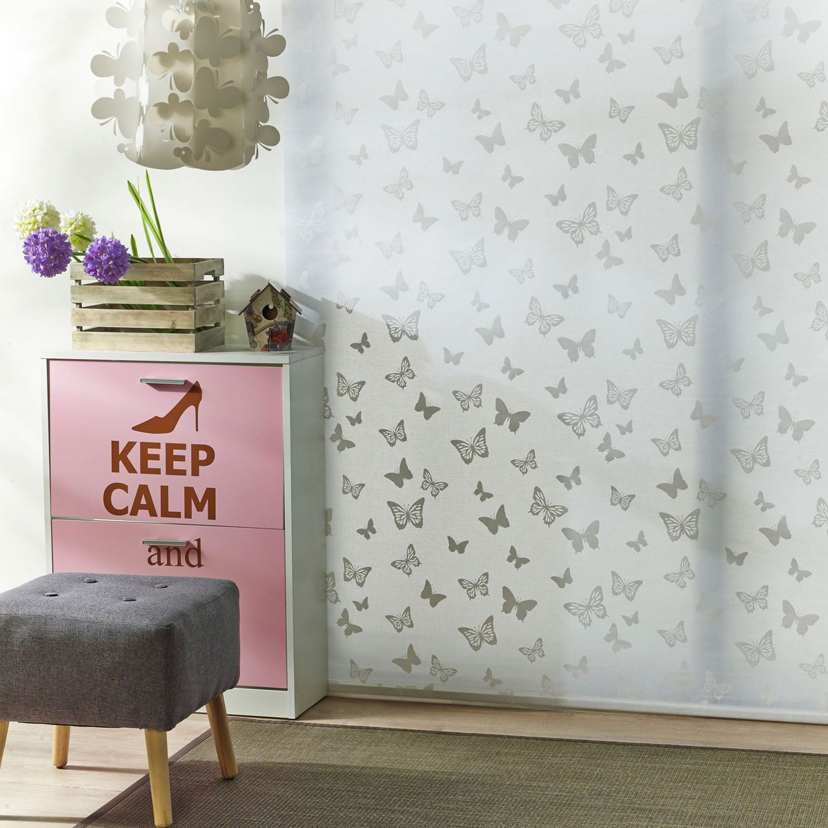 Cortina Rolo Mariposa, Branco, 160x165cm, marca Just Home Collection - Foto 2