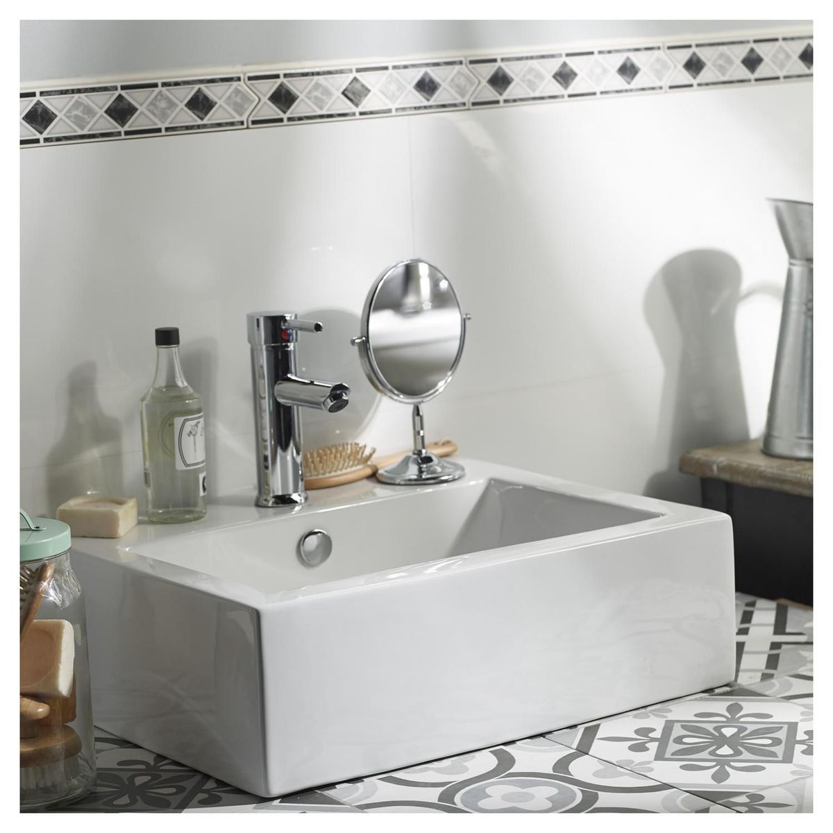 Cuba de Apoio com Mesa Retangular 43x31cm Branca Milan Sensi D'acqua, marca Sensi Dacqua - Foto 2