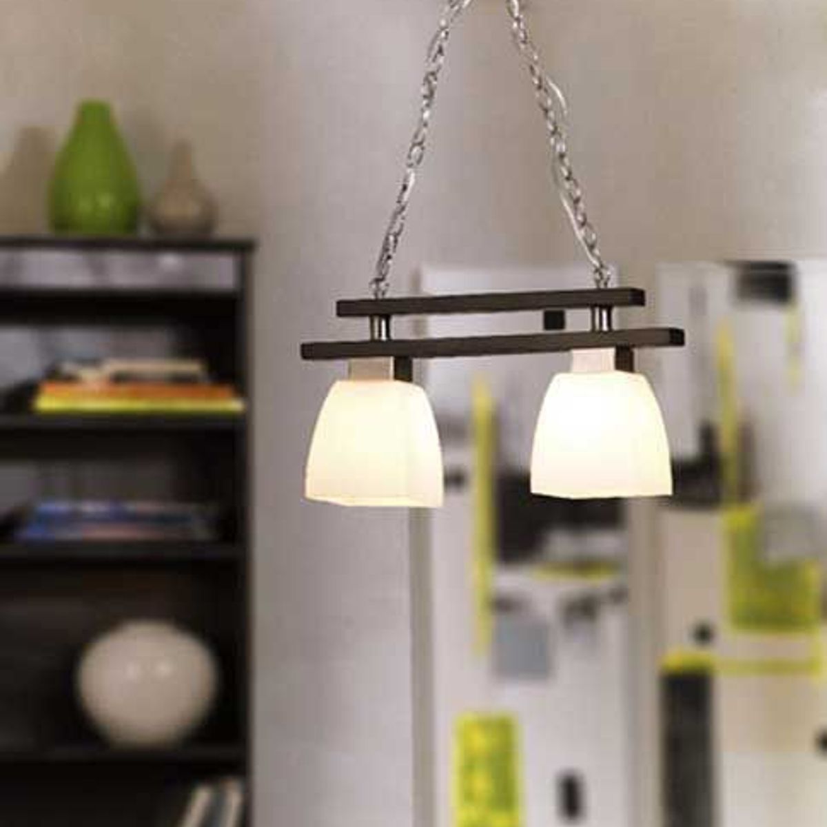 Pendente Cubo 2 Lâmpadas, Café, Bivolt, marca Just Home Collection - Foto Principal