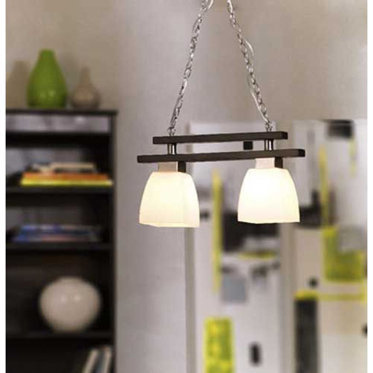 Pendente Cubo 2 Lâmpadas, Café, Bivolt, marca Just Home Collection - Foto Principal