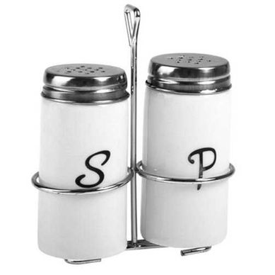 Conjunto Saleiro e Pimenteiro com Suporte 3 Peas Branco