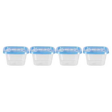 Conjunto Plstico 4 Potes Tampa Colorida, Transparente