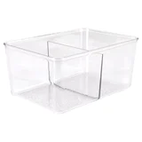 Organizador Cozinha 2 Divisórias Flores Acrílico, Transparente, 22x15x19cm