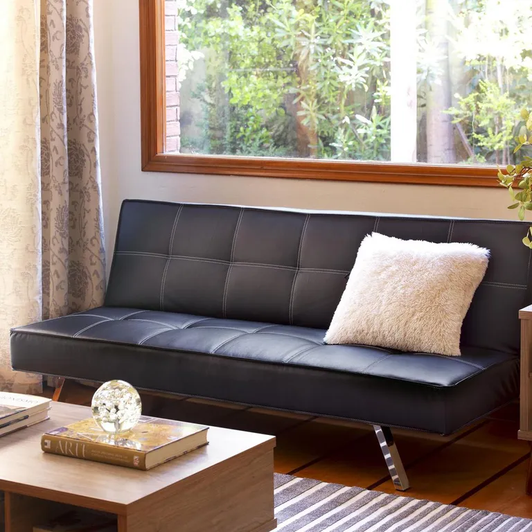 Sofá Cama 3 Lugares Niza Preto 181X91X76Cm Just Home Collection