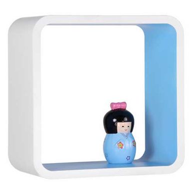 Cubo Decorativo, Branco e Azul, 26x26x20cm