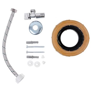 Kit Anel De Vedao Com Parafuso, Registro e Engate Flexvel Para Bacia
