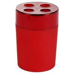 Porta Escova de Dente em Plástico Vermelho Just Home Collection