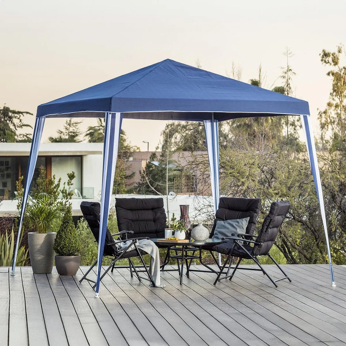 Gazebo de Poliéster Montável 300x300cm Azul, marca Just Home Collection - Foto 2