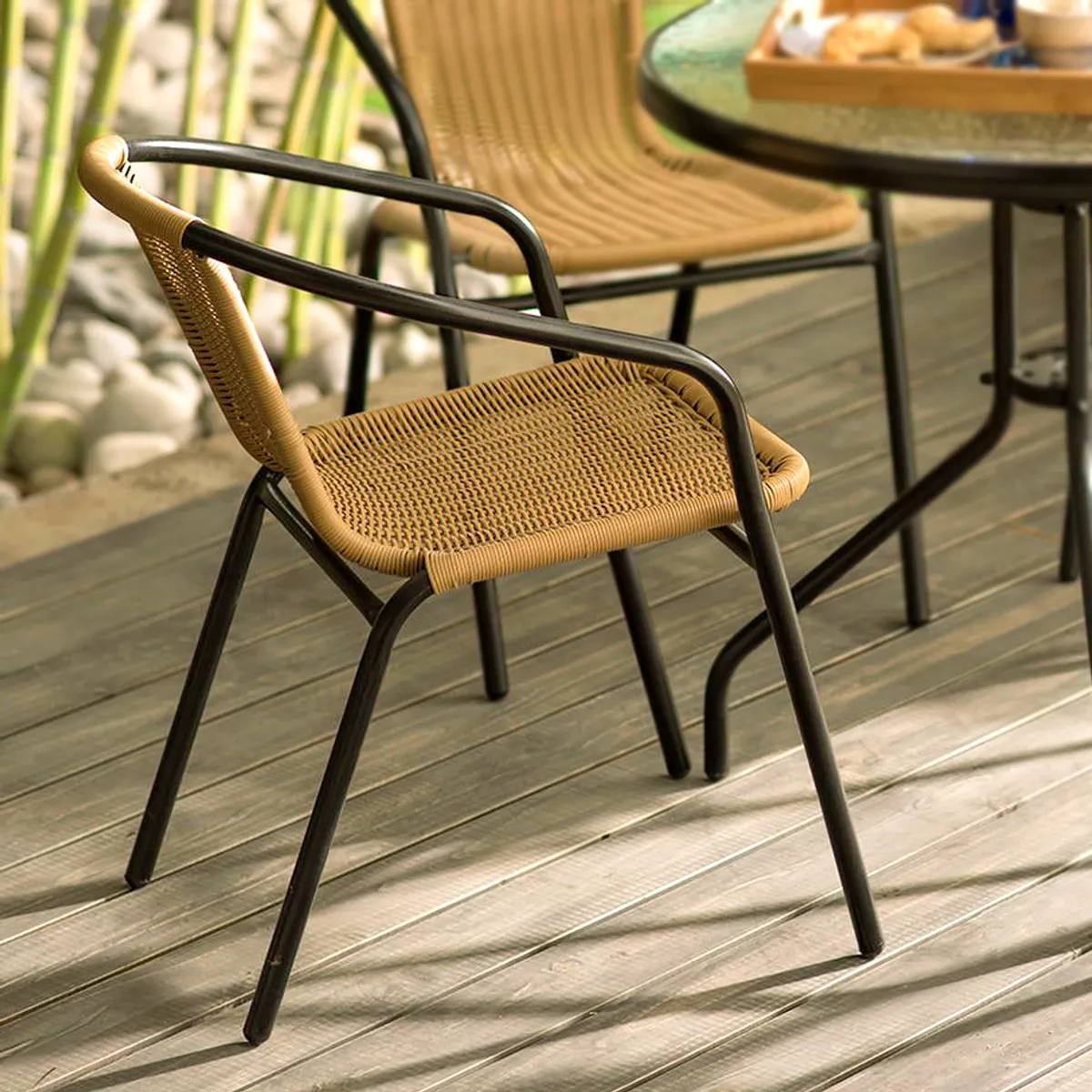 Cadeira Ratan Preto e Natural Just Home Collection, marca Just Home Collection - Foto Principal