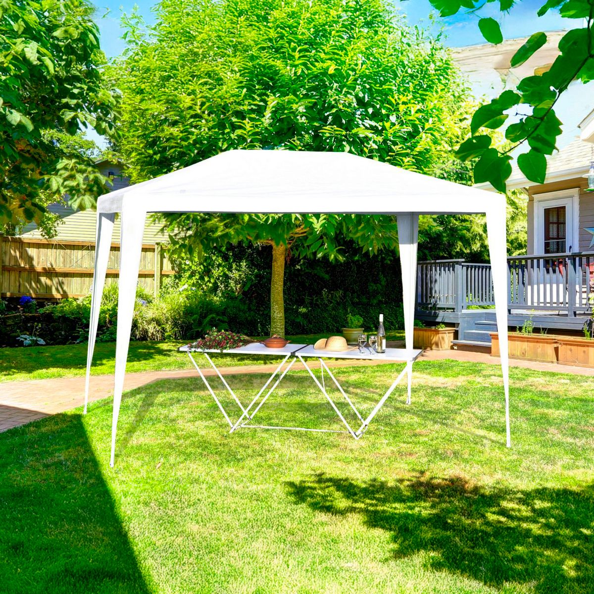 Gazebo Montável 300x300cm Branco Just Home Collection, marca Just Home Collection - Foto 2
