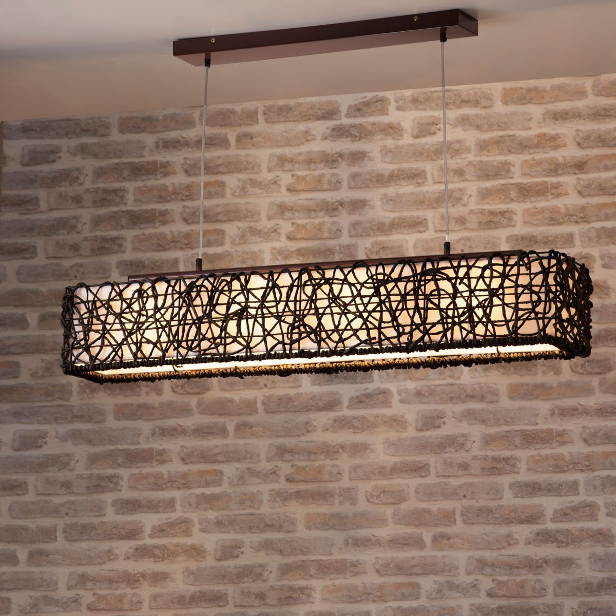 Pendente Ratan 4 Lâmpadas, Café, Bivolt, marca Just Home Collection - Foto Principal