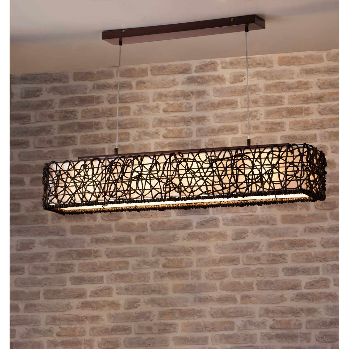 Pendente Ratan 4 Lâmpadas, Café, Bivolt, marca Just Home Collection - Foto Principal