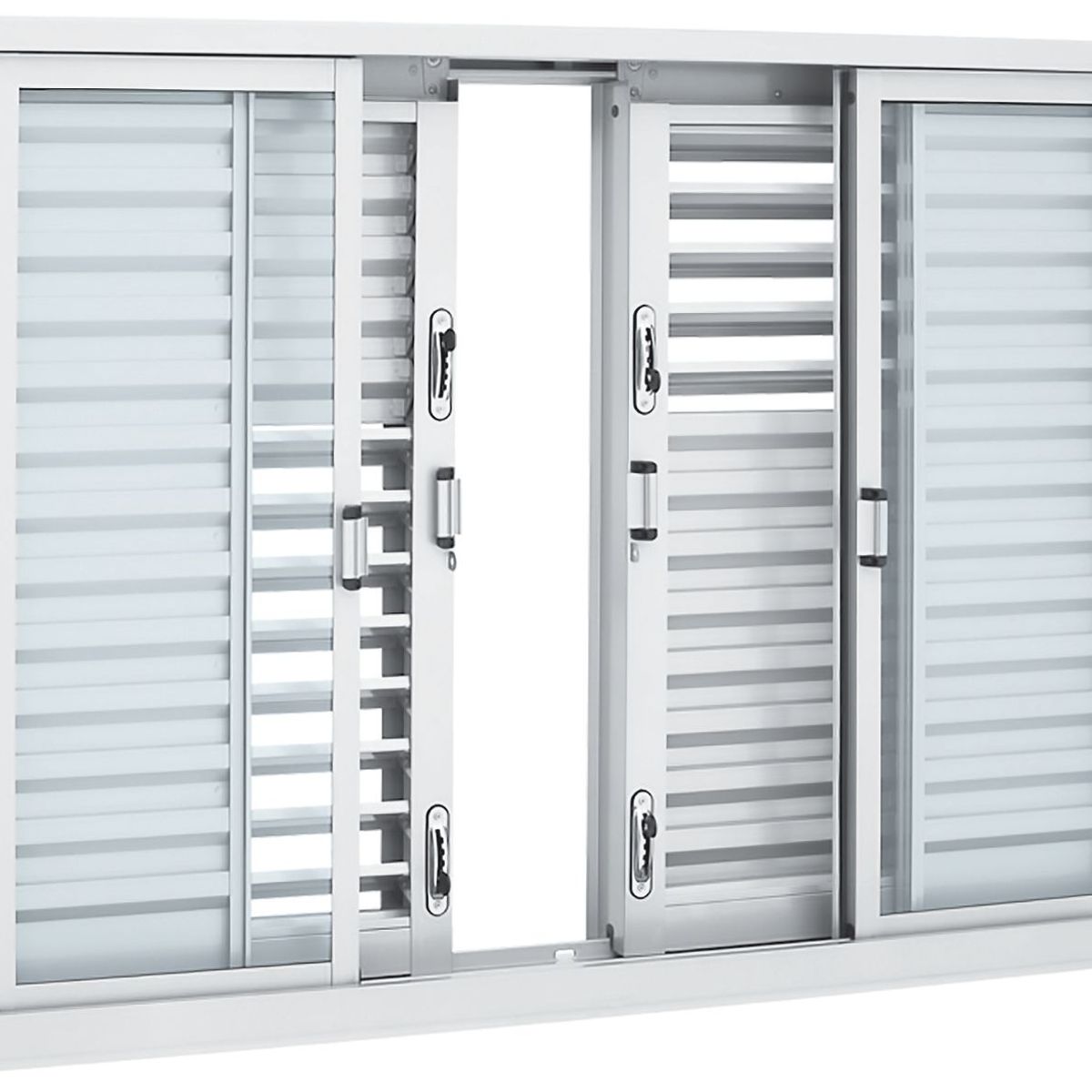 Janela Veneziana Multiflex Aço Branco 6 Folhas Central 100x150x16cm Pratika, marca Sasazaki - Foto Principal