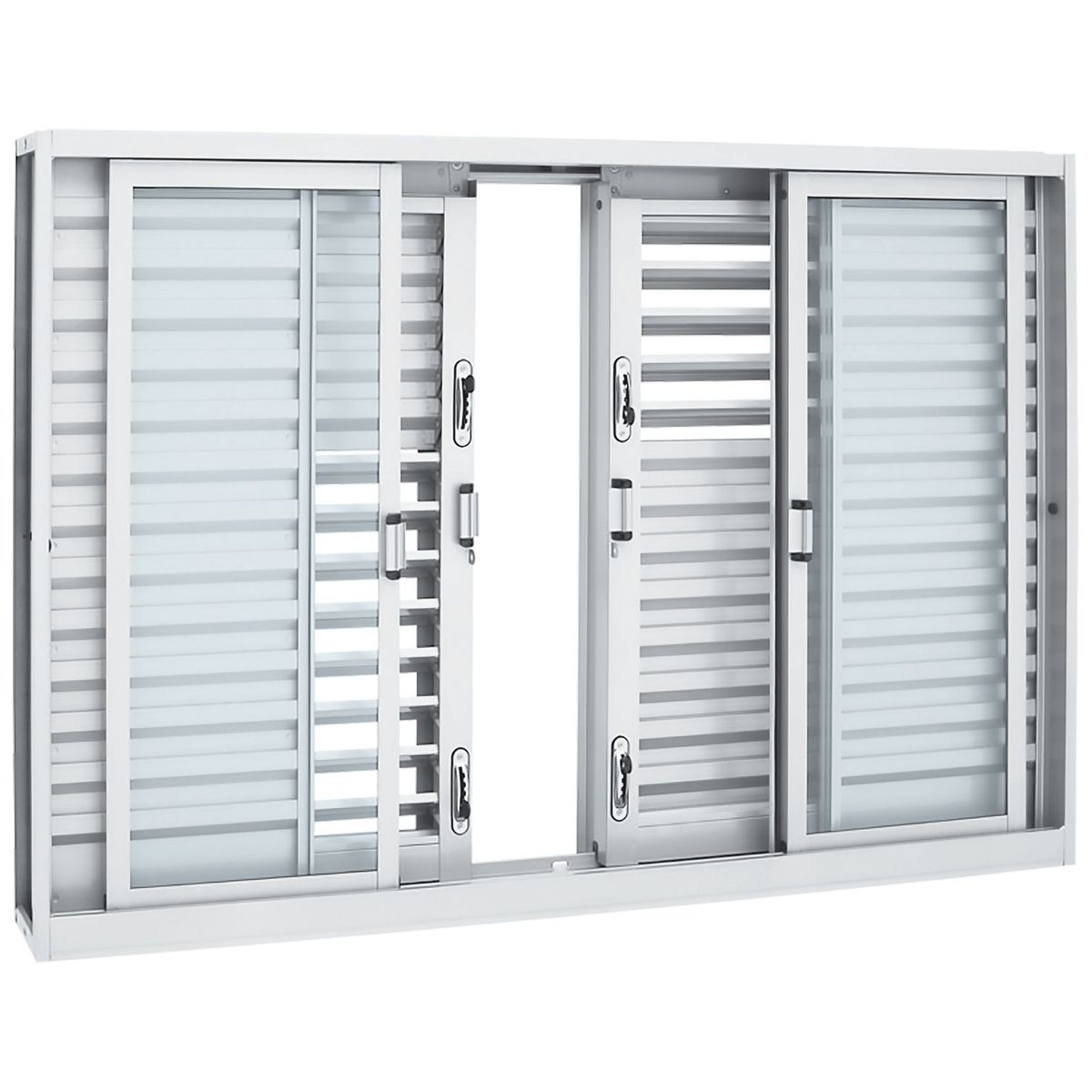 Janela Veneziana Multiflex Aço Branco 6 Folhas Central 100x150x16cm Pratika, marca Sasazaki - Foto Principal