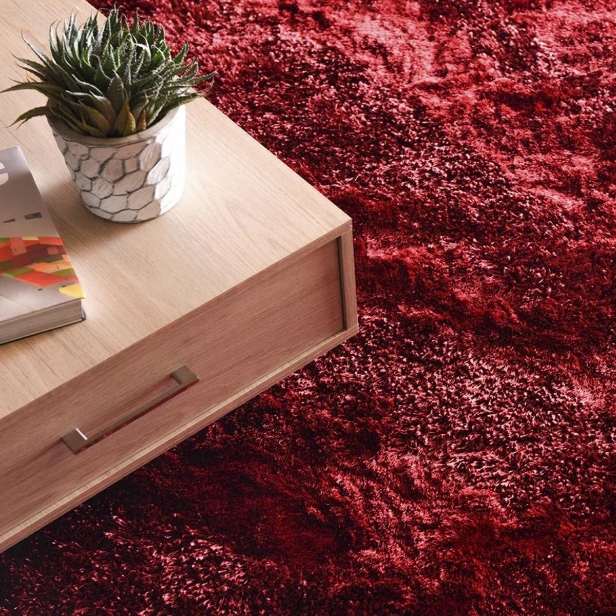 Tapete Shaggy Ondas 120X170cm Vermelho, marca Just Home Collection - Foto 2