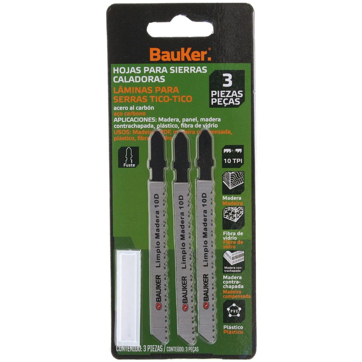 Lâmina de Serra Tico Tico T 10 Dentes 3 Unidades Bauker, marca Bauker - Foto Principal