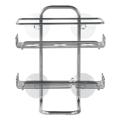 Cesta para Chuveiro com 2 Prateleiras com Ventosa Cromado, Transparente