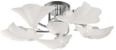 Pendente Techo 6 Lmpadas Vidro, Branco, Bivolt